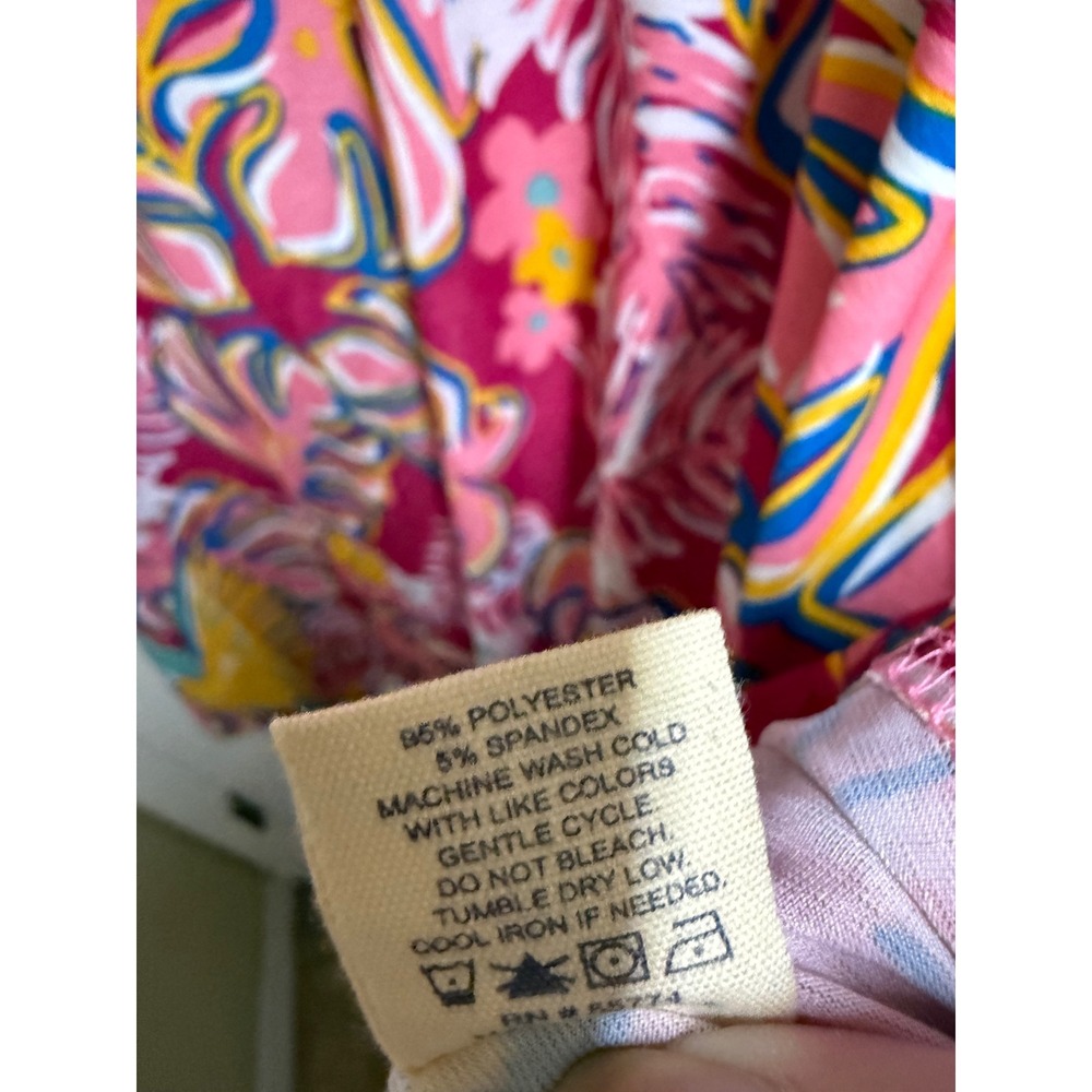 Simply Southern Tropical Parrot Dress Small Pink Palm Leaf Sharkbite Pockets NWT - Picture 10 of 10
